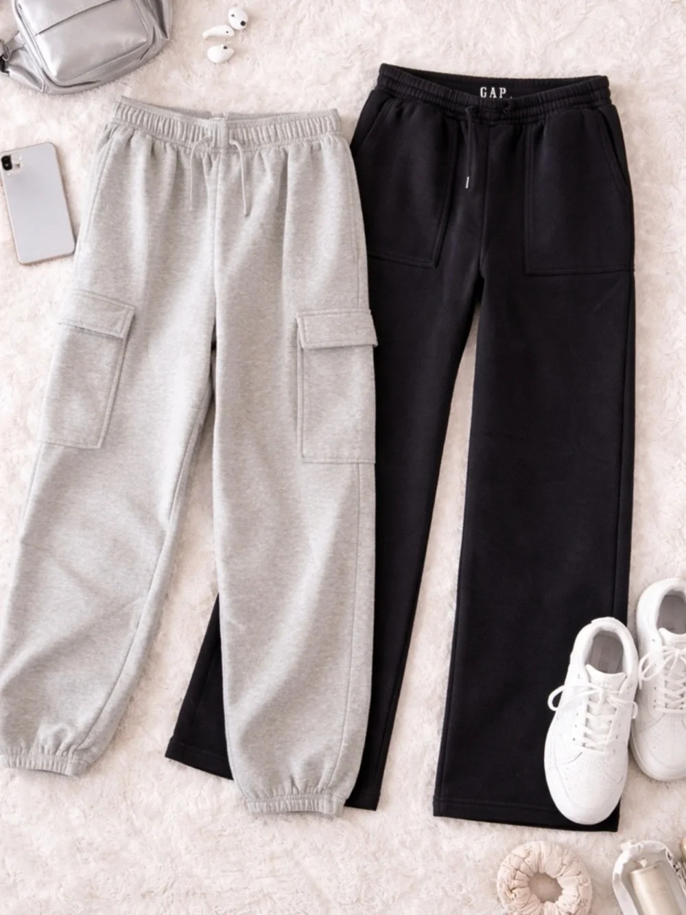 GAP Kids XL Sweatpants Bundle 2 Pair Gray Cargo Black Wide Leg